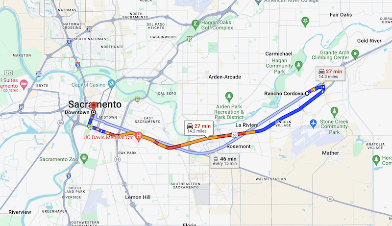 rancho cordova from sacramento california driving directions